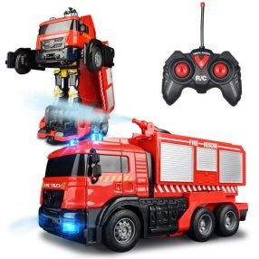   Távirányítós Transformers Tűzoltóautó Led Fényekkel És Működő Vízágyúval