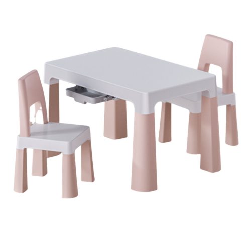 Gyermek asztal+ 2 szék rózsaszín-fehér