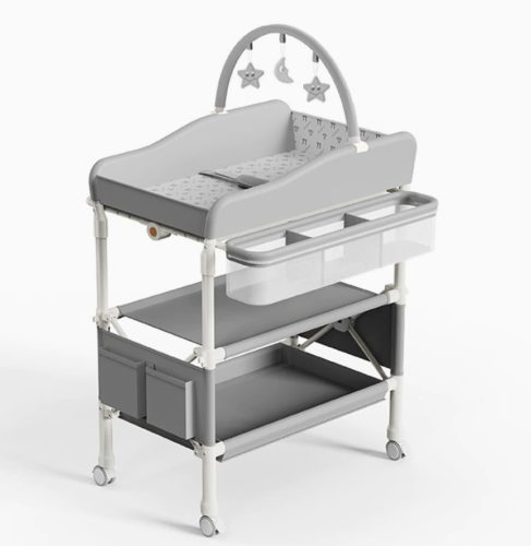 Fém Összecsukható Pelenkázó asztal szürke állítható magasságú és 360 fokos irány 