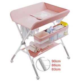   Összecsukható pelenkázóállvány Pelenkázópult rózsaszín állítható magasságú és 360 fokos irány
