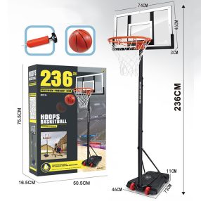   Fém Kosárlabda palánk kosárlabda karika 6-14 éves gyerekeknek 236CM