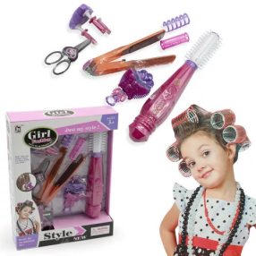   Fodrász Készlet Gyerekeknek - Játék Hajgöndörítővel, Hajkefével És Hajvasalóval