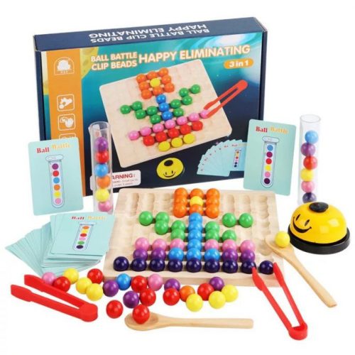 3 Az 1 Ben Montessori Szivárvány Színű Gyöngyök Clip Beads Oktató Játék +oktatási Puzzle Csengővel