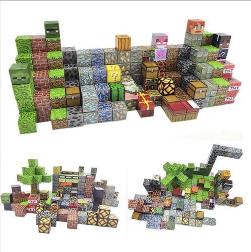 MINEWORLD mágneses építőkocka 150 darabos-véletlenszerű 