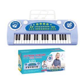  Gyerek billentyűzet interaktív zongora orgona 37 billentyű mikrofonállvány kék