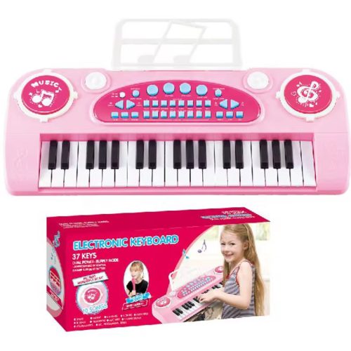 Gyerek billentyűzet interaktív zongora orgona 37 billentyű mikrofonállvány rózsaszín