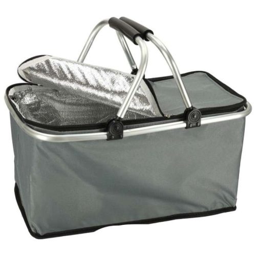 Szürke színű, összecsukható, termikus piknikkosár