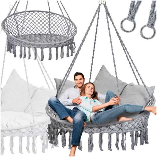 Gólyafészek hinta kerti háttámlával 120x140x140 XXL szürke
