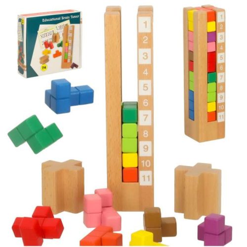 Színes Montessori oktatási fa puzzle blokkok