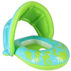    Baba Úszógyűrű, Felfújható Gyűrű Gyerekeknek, Üléssel És Tetővel, Zöld, 1-2 Éves Korig, 18 Kg