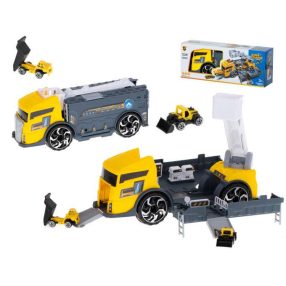   Szállító Teherautó Tir 2in1 Parkoló Vontató + 2 Autó Sárga