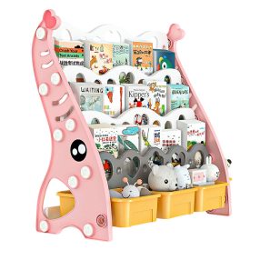    Gyerek könyvespolc Tároló dobozzal 55x25x56cm rózsaszín